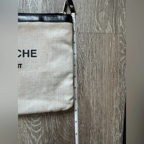 Saint Laurent Rive Gauche Canvas Clutch | YSL Pouch Black Leather Trim Wristlet - Picture 8 of 9